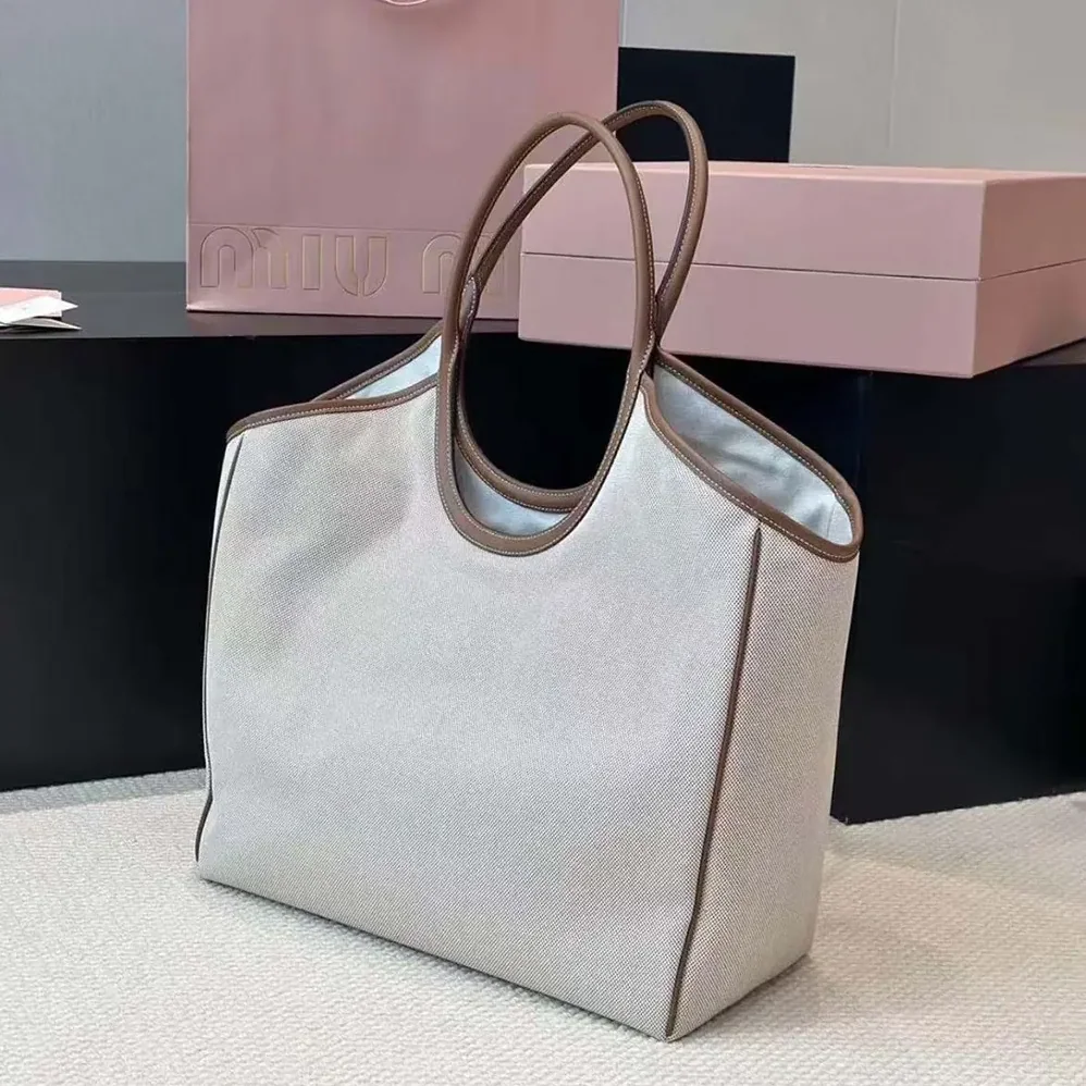 Miu Miu IVY Canvas and Leather Tote Bag for Women