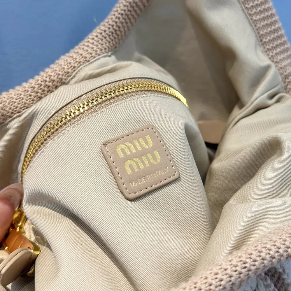 Miu Miu Ivy Crochet Bag for Women in Sand/Chalk Miu Miu Ivy Crochet Bag for Women in Sand/Chalk