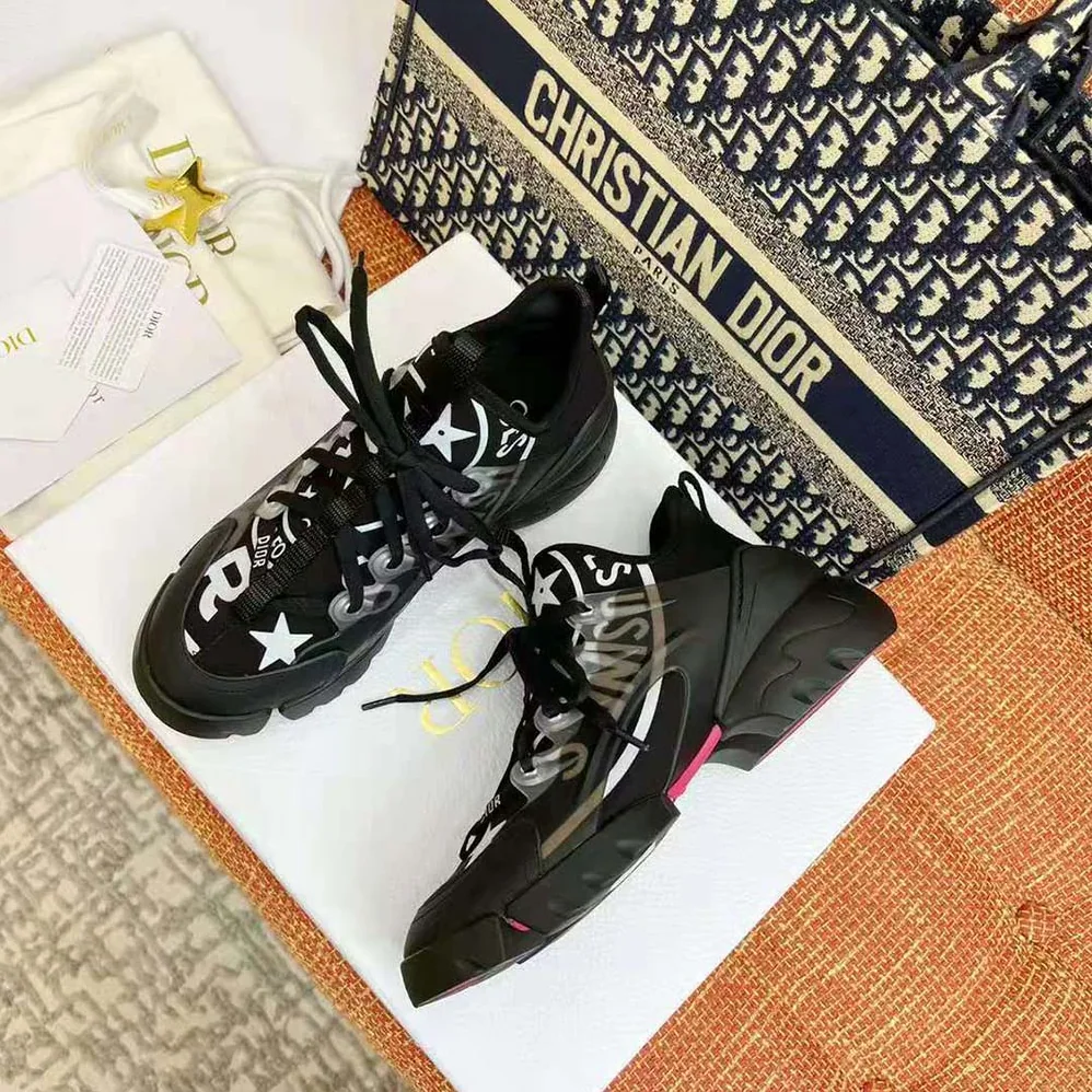 Dior D-Connect Sneaker Black Technical Fabric with Dior Union Print for Women
