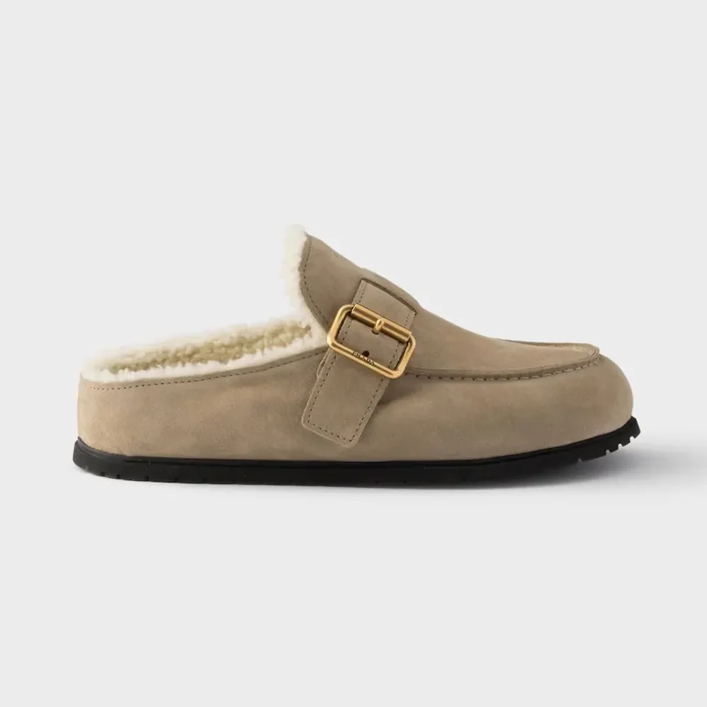 Prada Suede Mules Desert Beige for Women Prada Suede Mules Desert Beige for Women
