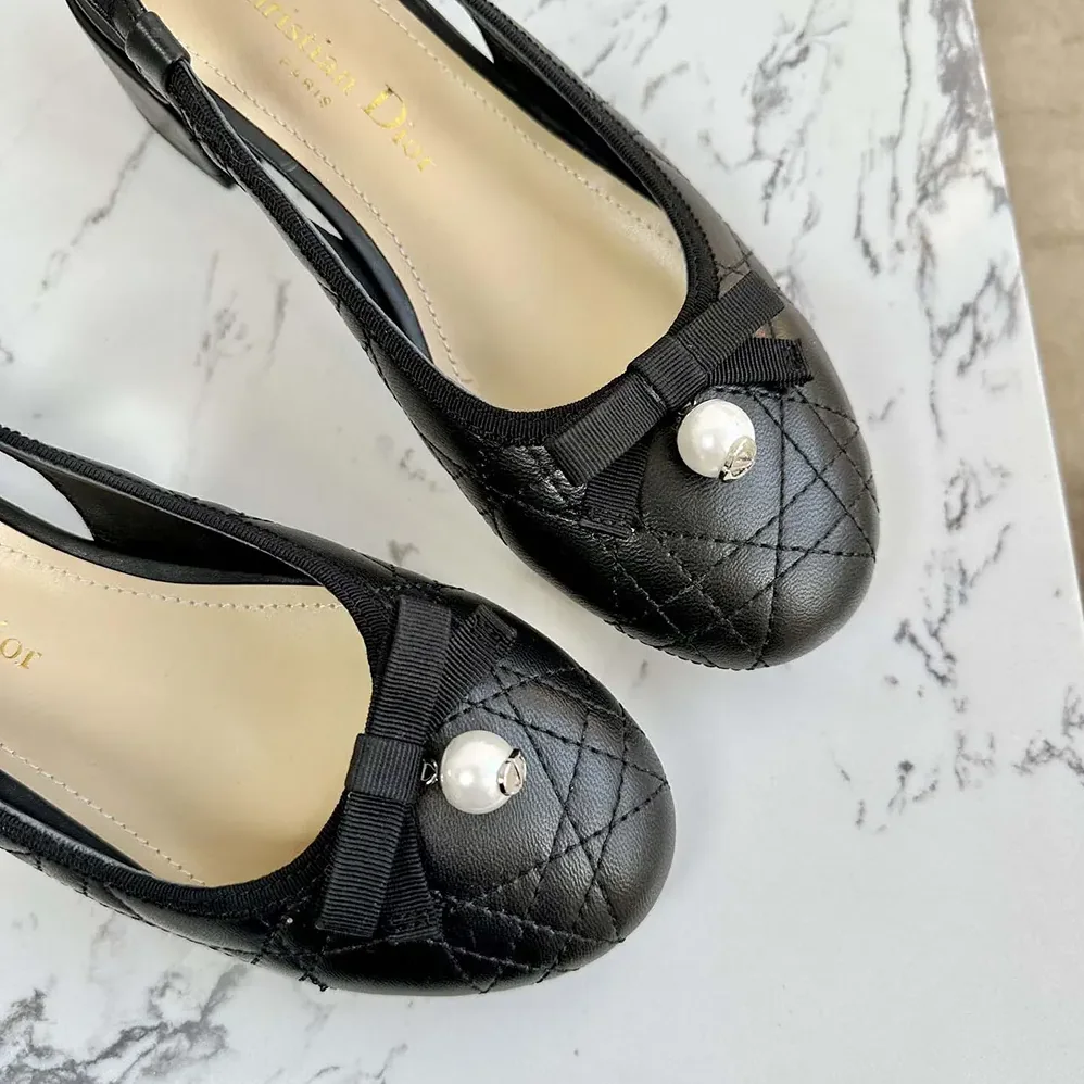 Dior Ballet Slingback Pump Black Quilted Cannage Calfskin for Women
