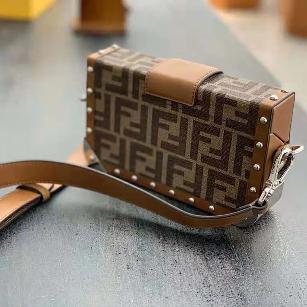 Fendi Baguette Trunk Mini Brown Fabric Bag for Men