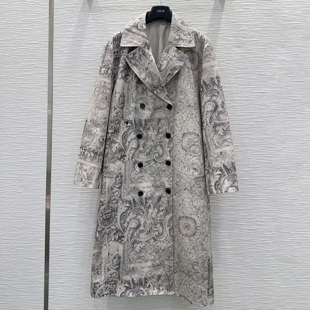 Dior Coat Beige Dior Barocco Cotton Mohair and Wool Blend for Women Dior Coat Beige Dior Barocco Cotton Mohair and Wool Blend for Women
