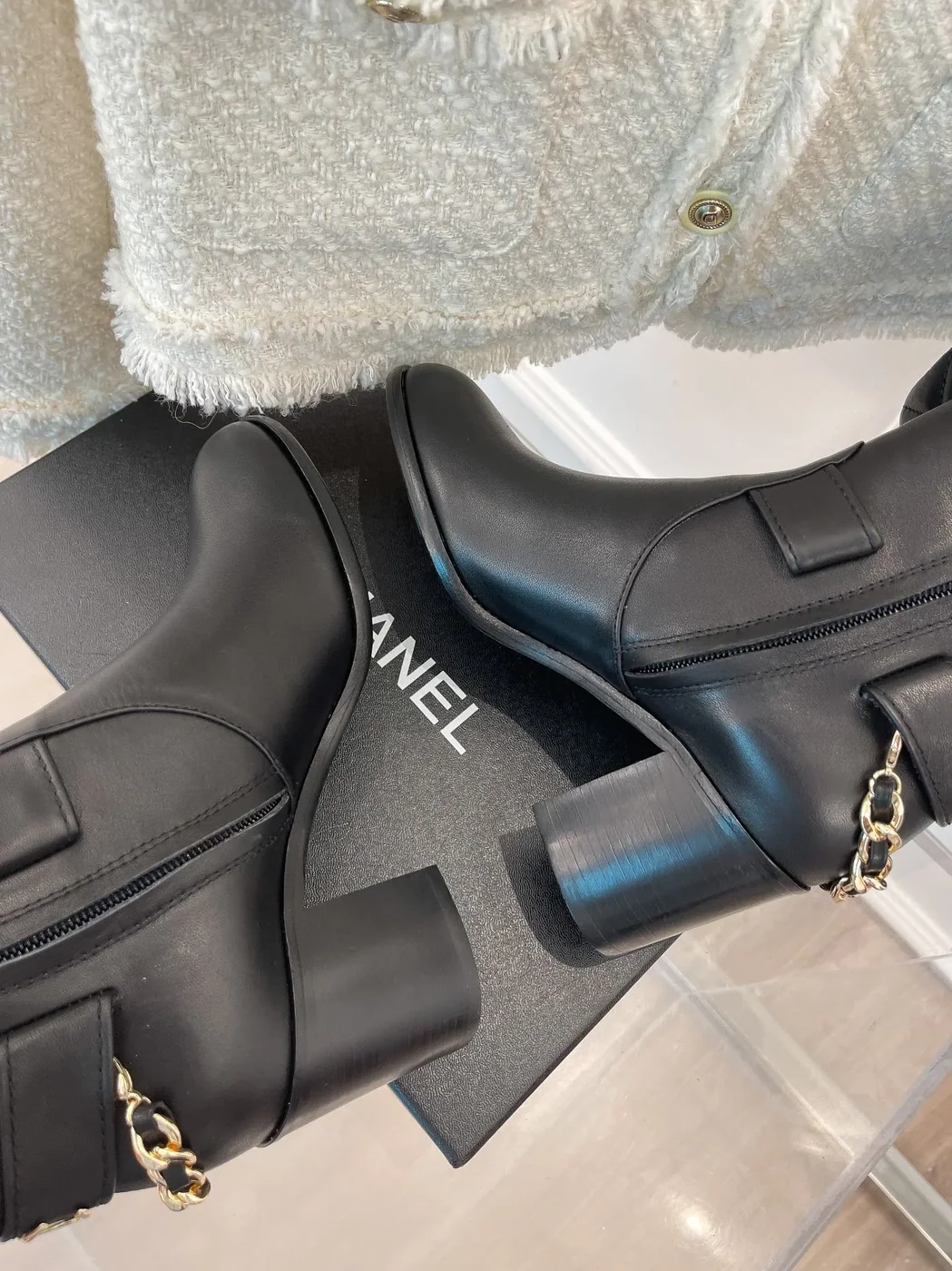 Chanel High Boots With Chain Black / Chanel High Boots With Chain Black /