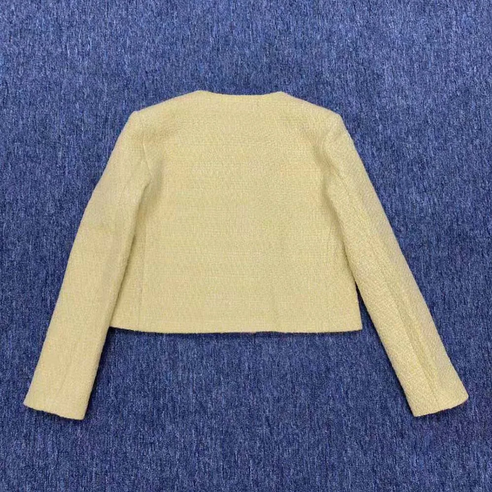 Celine Chasseur Jacket in Boucle Tweed for Women in Yellow