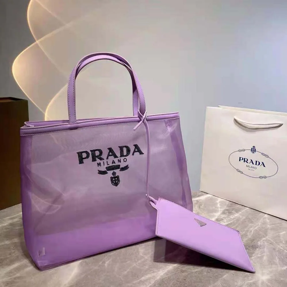 Prada Sequined Mesh Tote Bag for Women in Purple Prada Sequined Mesh Tote Bag for Women in Purple