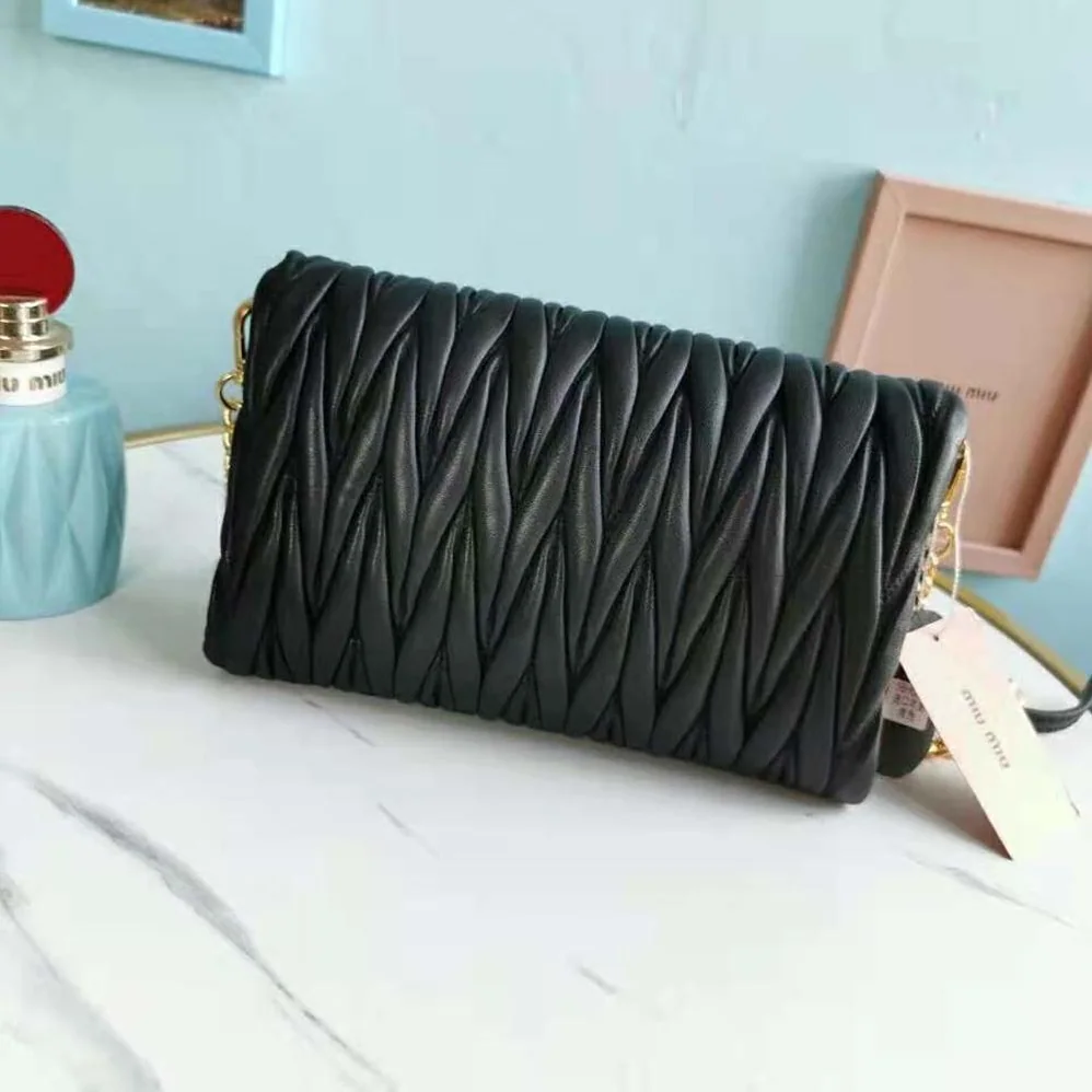 Miu Miu Matelasse Nappa Leather Shoulder Bag for Women in Black