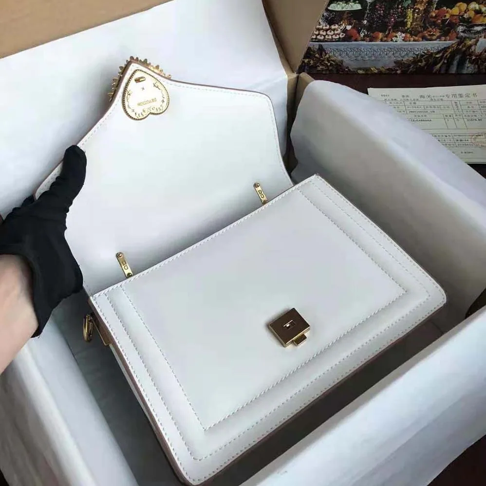 Dolce Gabbana D&G Small Smooth Calfskin Devotion Bag for Women in White Dolce Gabbana D&G Small Smooth Calfskin Devotion Bag for Women in White