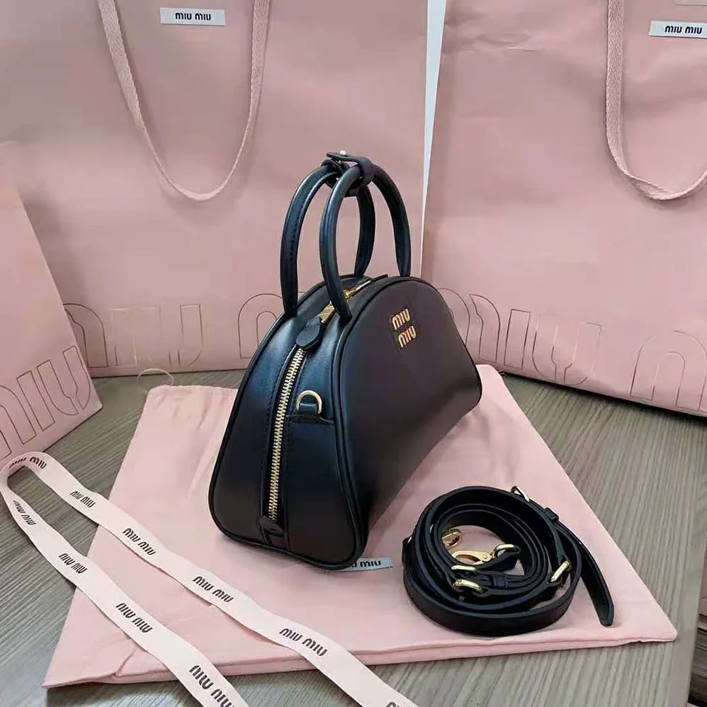 Miu Miu Medium Leather Top-handle Bag for Women in Black