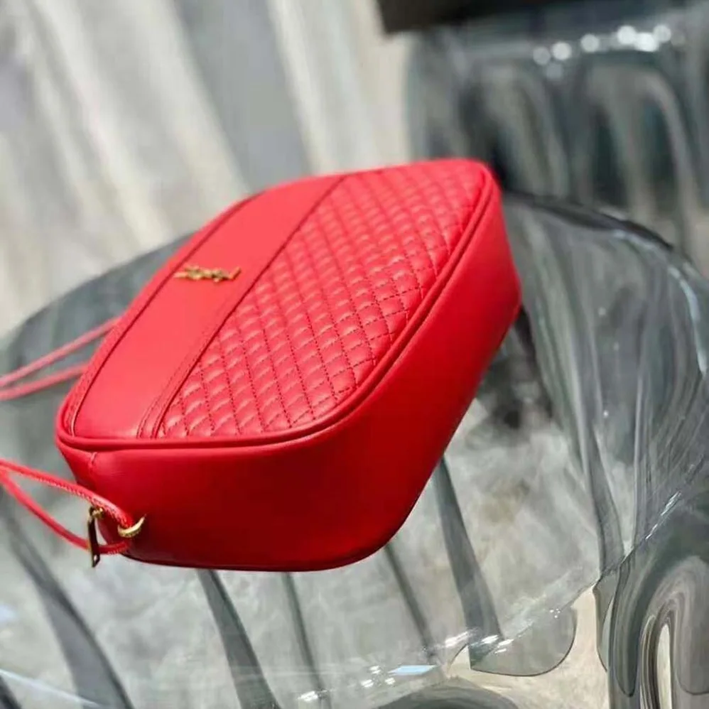 Saint Laurent YSL Victoire Camera Bag in Quilted Lambskin for Women in Red