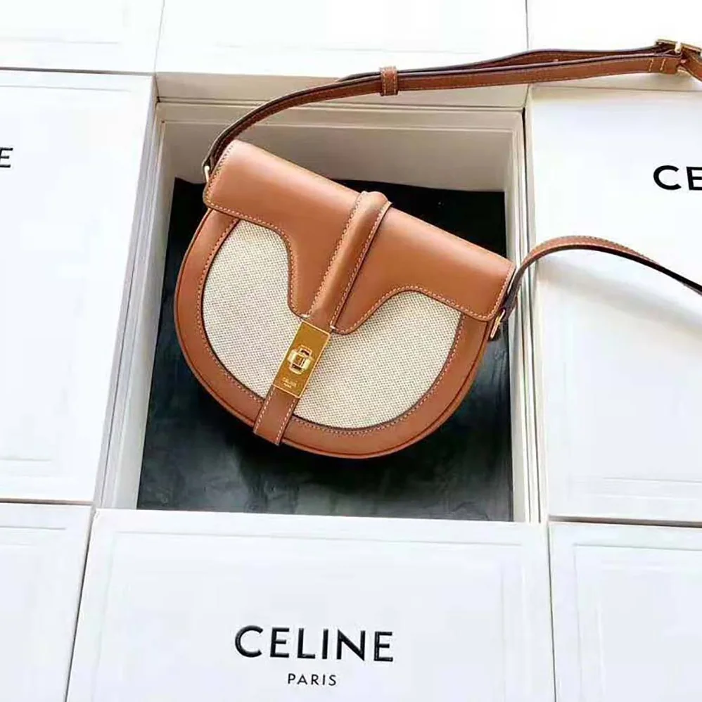Celine Besace 16 in Textile and Natural Calfskin for Women Celine Besace 16 in Textile and Natural Calfskin for Women