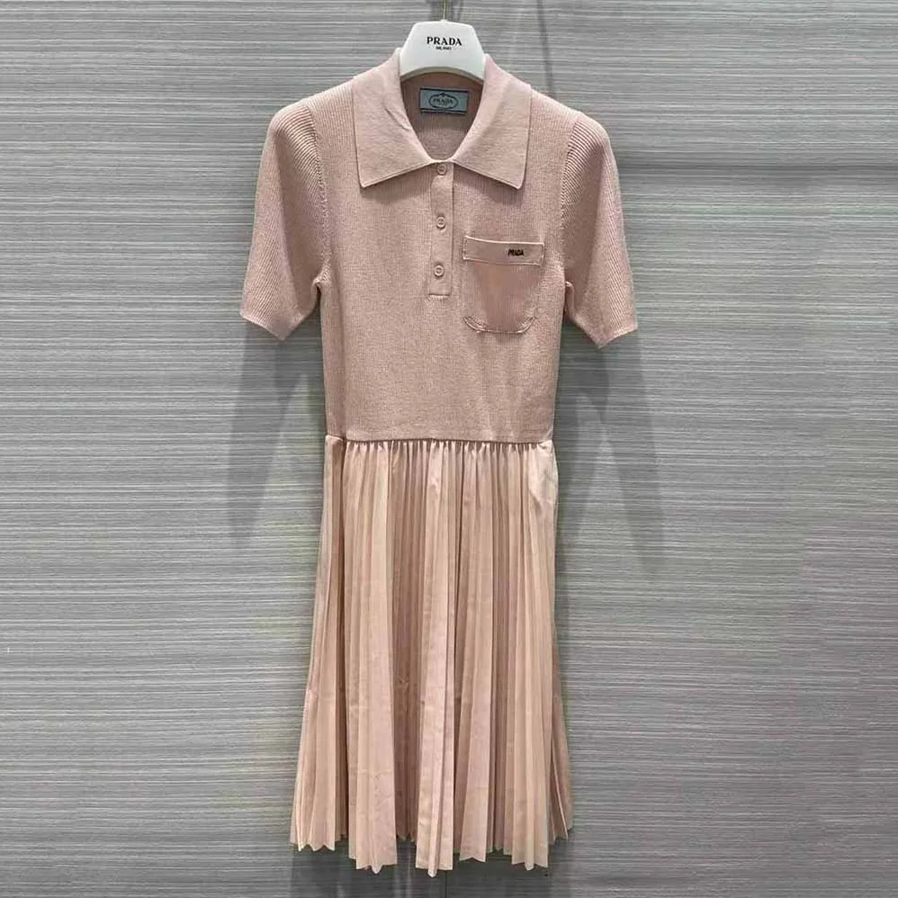 Prada Crepe DE Chine Dress for Women in Pink Prada Crepe DE Chine Dress for Women in Pink