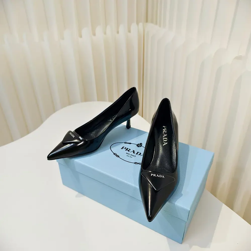 Prada Brushed Leather Pumps for Women in Black