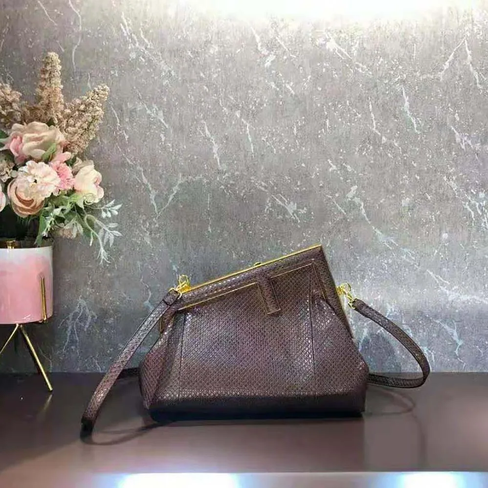 Fendi First Small Dark Brown Python Leather Bag for Women Fendi First Small Dark Brown Python Leather Bag for Women