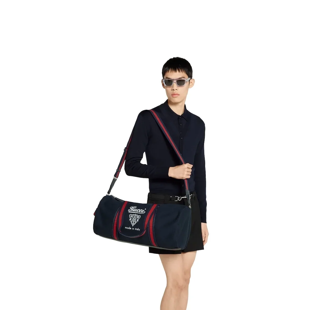 Gucci Large Printed Canvas Duffle Bag Dark Blue / Gucci Large Printed Canvas Duffle Bag Dark Blue /
