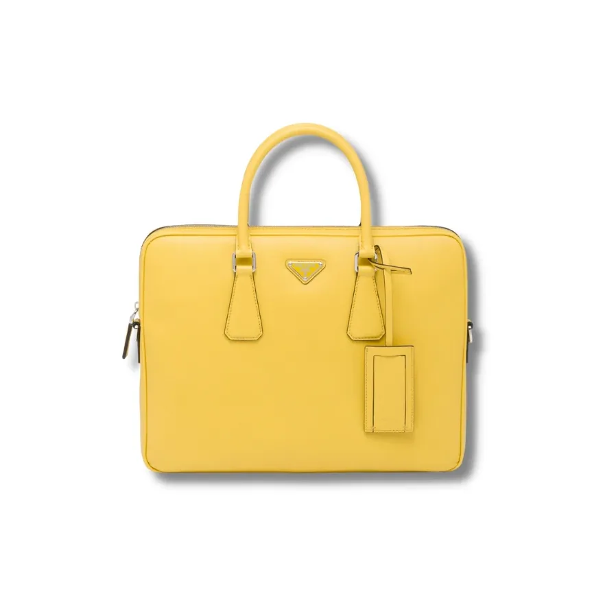 Saffiano Leather Work Bag Yellow - 2VE368_9Z2_F0PG8_V_OOX