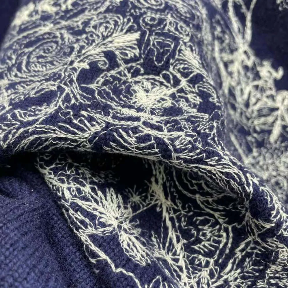 Dior Embroidered Sweater Navy Blue Cashmere Knit for Women Dior Embroidered Sweater Navy Blue Cashmere Knit for Women