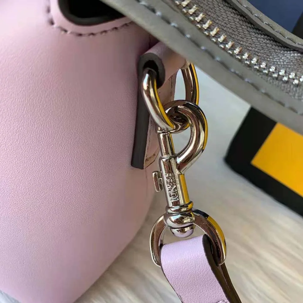 Fendi by the way Mini Multicolor Leather Boston Bag for Women in Pink