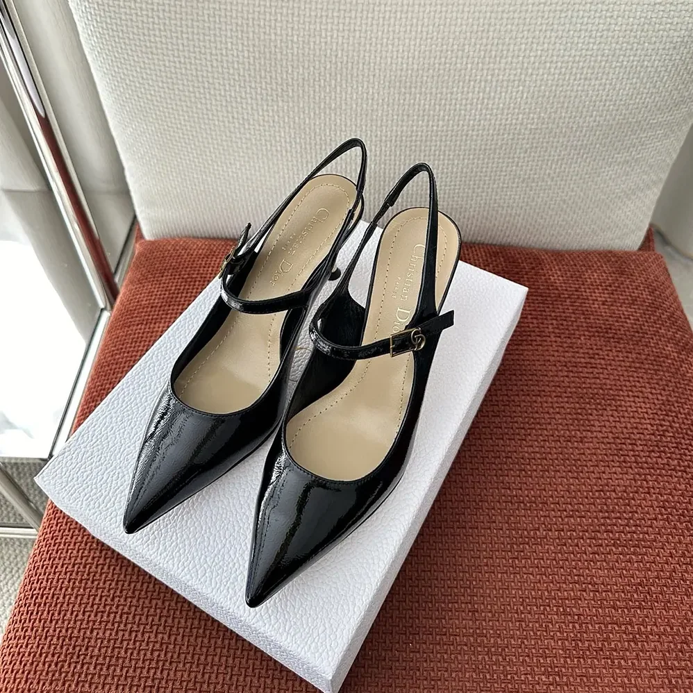 Dior Icon Slingback Pump Black Crinkled Patent Calfskin for Women Dior Icon Slingback Pump Black Crinkled Patent Calfskin for Women