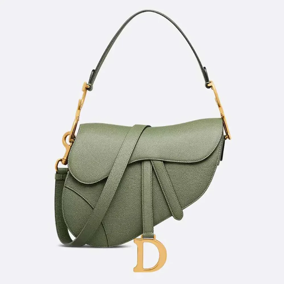 Dior Saddle Bag with Strap Cedar Green Grained Calfskin for Women Dior Saddle Bag with Strap Cedar Green Grained Calfskin for Women
