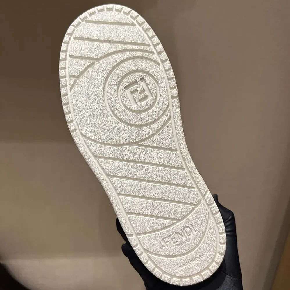Fendi Match Denim-effect FF Jacquard and Light Blue Suede Platform Low Tops for Women