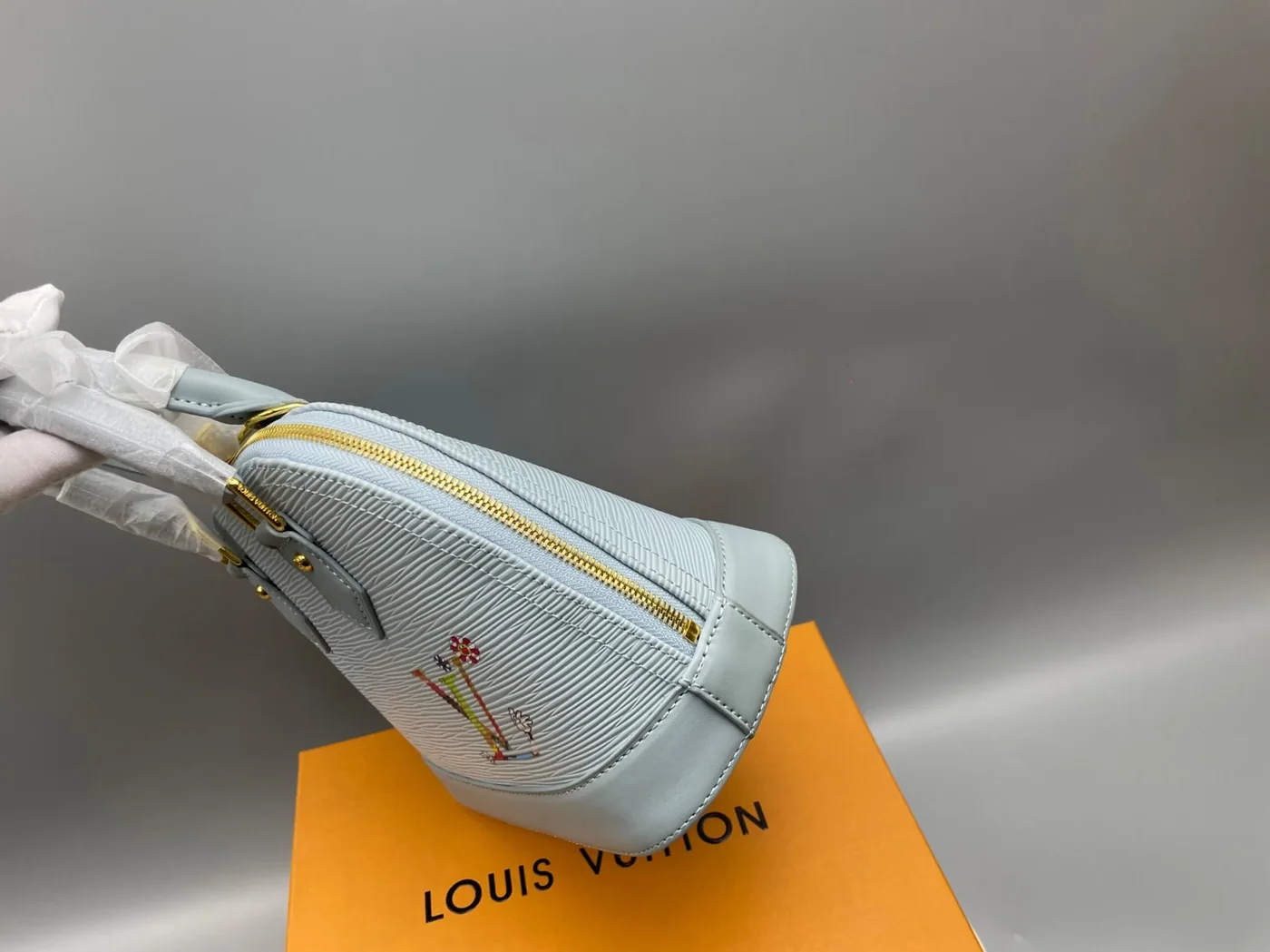 Louis Vuitton LV x TM Alma BB Top Handle Bag in Washed Blue Gold Hardware
