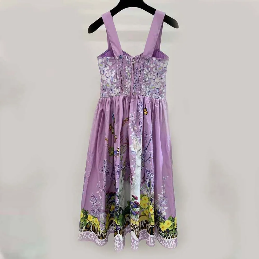 Dolce Gabbana D&G Calf-Length Bustier Dress in Rabbit for Women in Print Poplin Dolce Gabbana D&G Calf-Length Bustier Dress in Rabbit for Women in Print Poplin