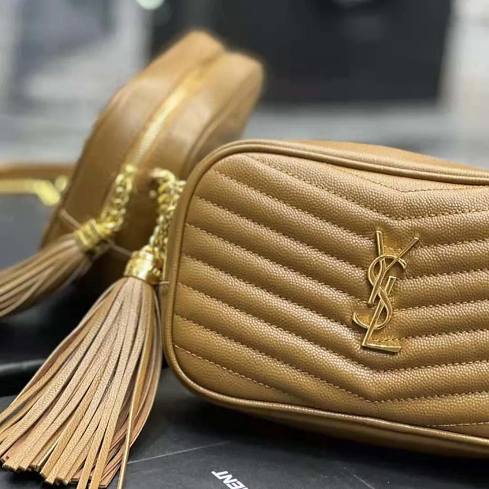 Saint Laurent YSL Lou Mini Bag in Grain De Poudre Embossed Leather for Women in Brown
