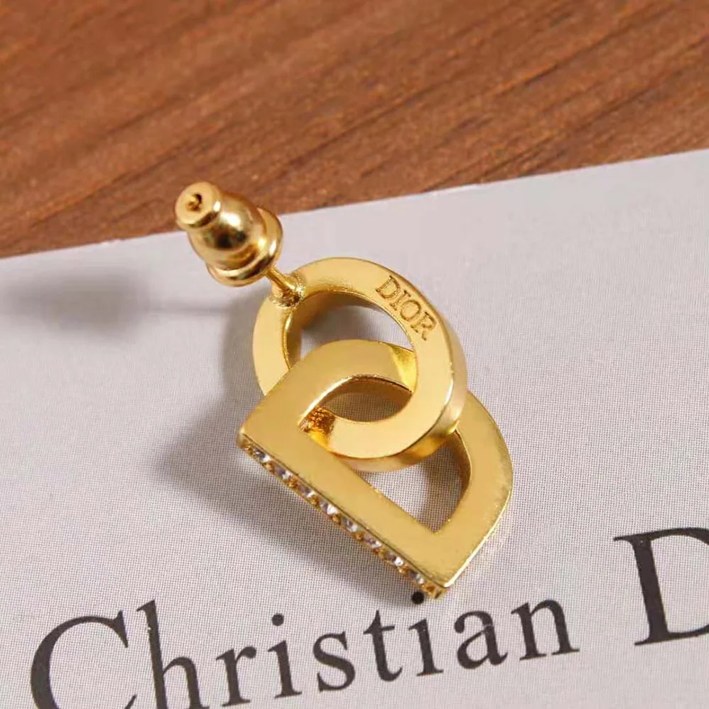 Dior CD Lock Earrings Gold-Finish Metal and Silver for Women in Tone Crystals