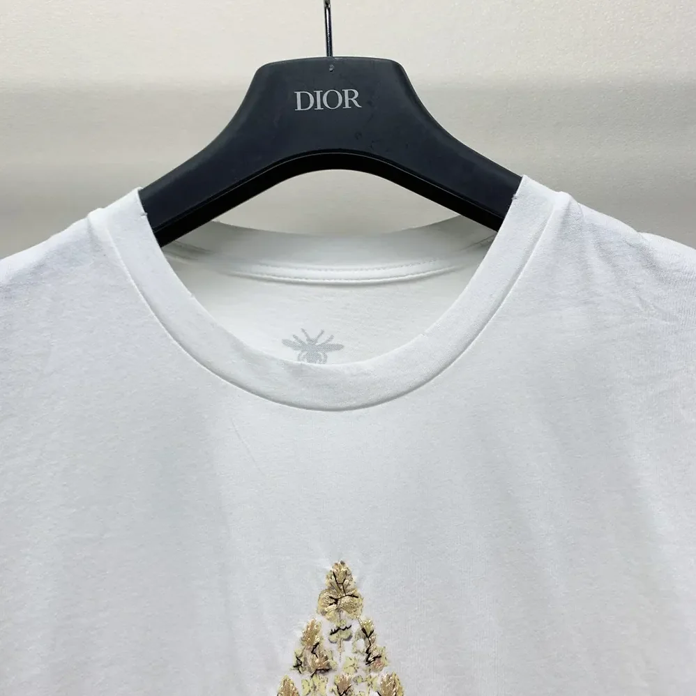 Dior Embroidered T-Shirt White Cotton and Linen Jersey for Women Dior Embroidered T-Shirt White Cotton and Linen Jersey for Women