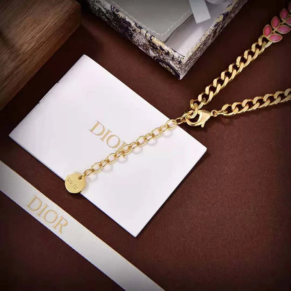 Dior 30 Montaigne Necklace Gold-Finish Metal with White Resin Pearls for Women