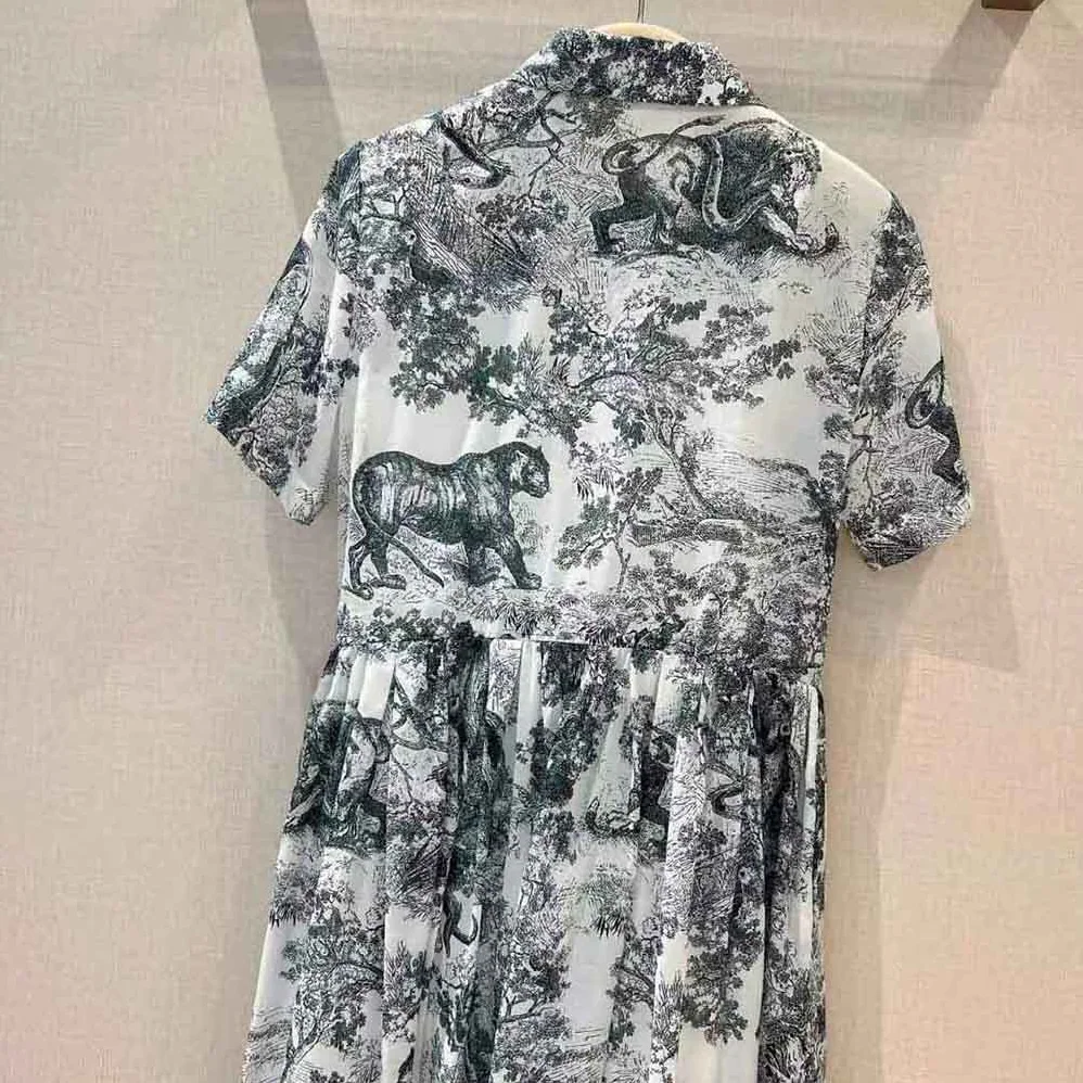 Dior Mid-Length Shirt Dress White and Navy Blue Toile de Jouy Cotton Voile for Women Dior Mid-Length Shirt Dress White and Navy Blue Toile de Jouy Cotton Voile for Women