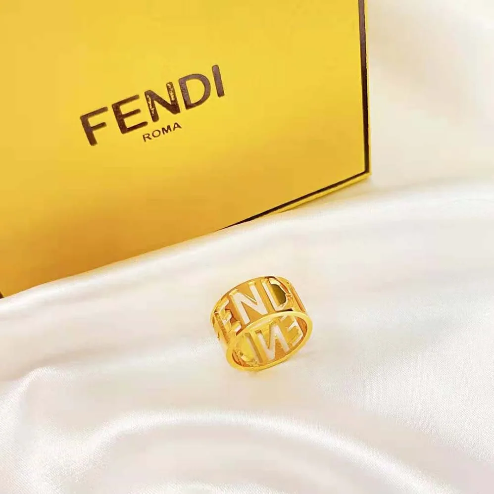 Fendi Wide Band Ring with Laser for Women in Cut Fendi Lettering