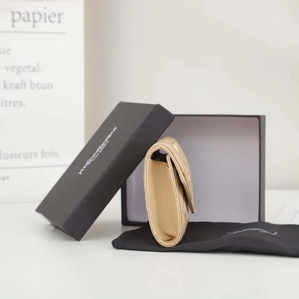 Saint Laurent YSL Vlogo Signature Grainy Calfskin Cardholder wth Zipper for Women in Sandy Saint Laurent YSL Vlogo Signature Grainy Calfskin Cardholder wth Zipper for Women in Sandy