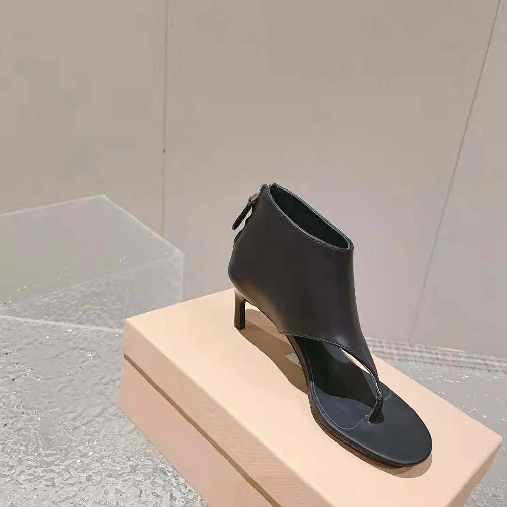 Miu Miu Leather Thong Booties for Women in Black