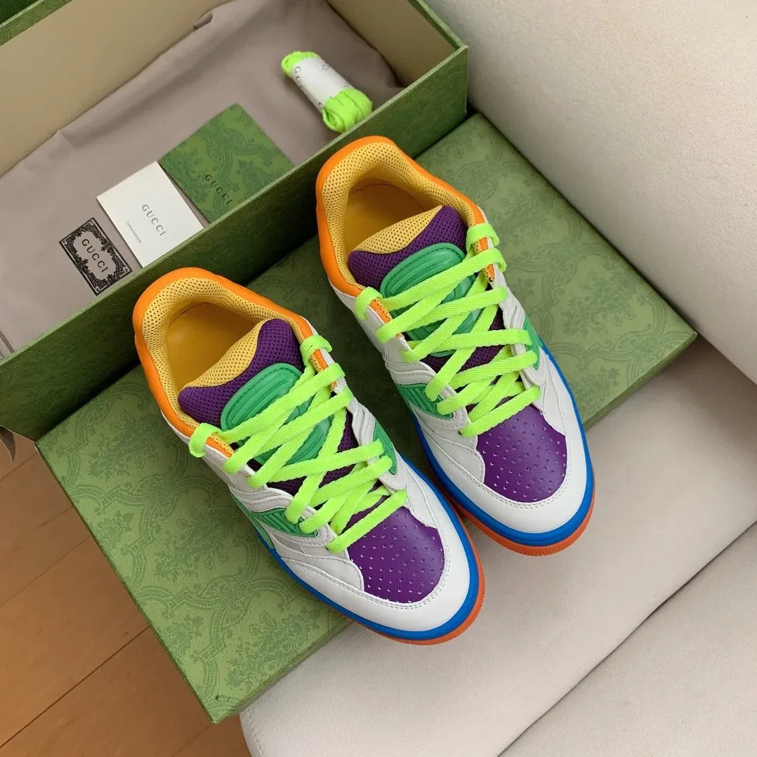 Gucci Basket Sneaker White Green And Purple for Men