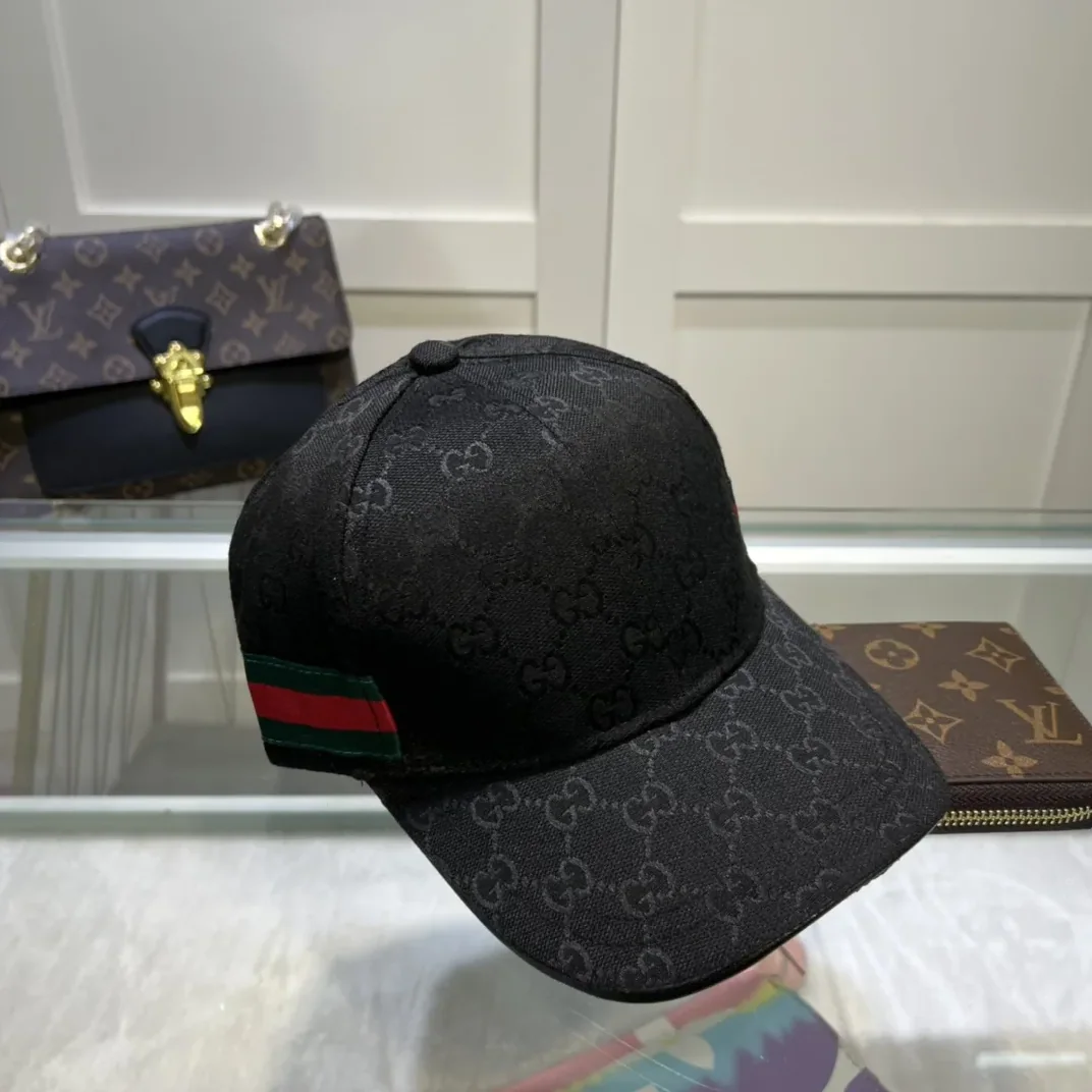 Gucci Original GG Canvas Baseball Hat With Web Black GG Gucci Original GG Canvas Baseball Hat With Web Black GG