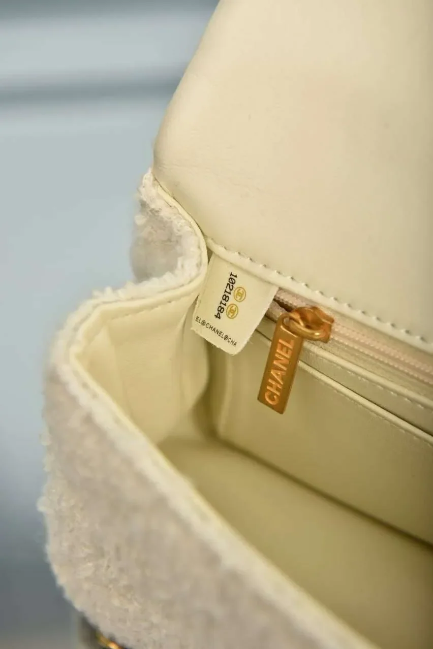 Mini Bag with Handle and Flap White