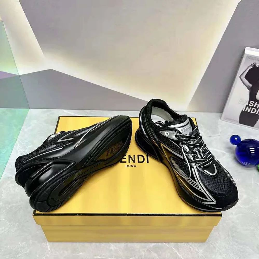 Fendi First 1 Black Fabric Running Shoes for Women