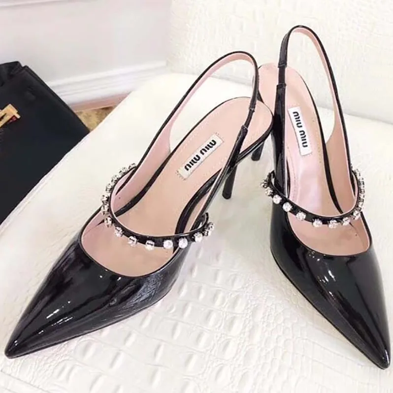 Miu Miu Shoes Patent Leather Slingbacks 85mm Heel for Women in Black