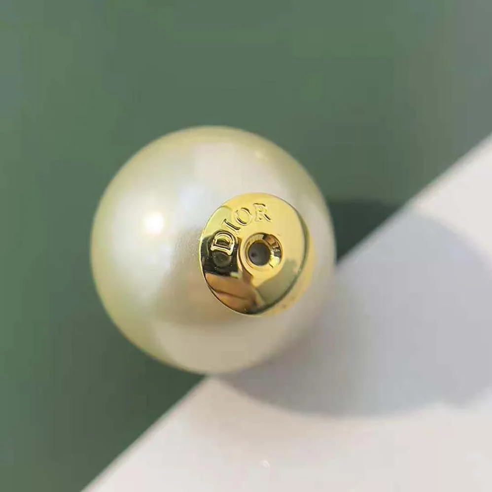 Dior Tribales Earrings Gold-Finish Metal with White Resin Pearls and White Crystals for Women Dior Tribales Earrings Gold-Finish Metal with White Resin Pearls and White Crystals for Women