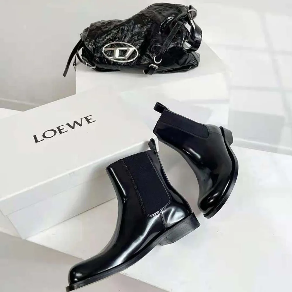 Loewe Campo Chelsea Boot in Brushed Calfskin for Men in Black Loewe Campo Chelsea Boot in Brushed Calfskin for Men in Black
