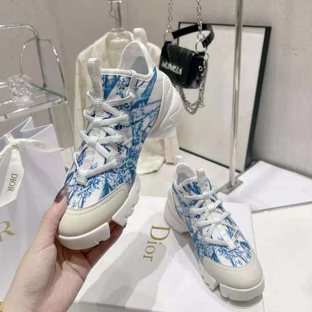 Dior D-Connect Sneaker Blue Multicolor Technical Fabric with Rêve D'Infini Print for Women