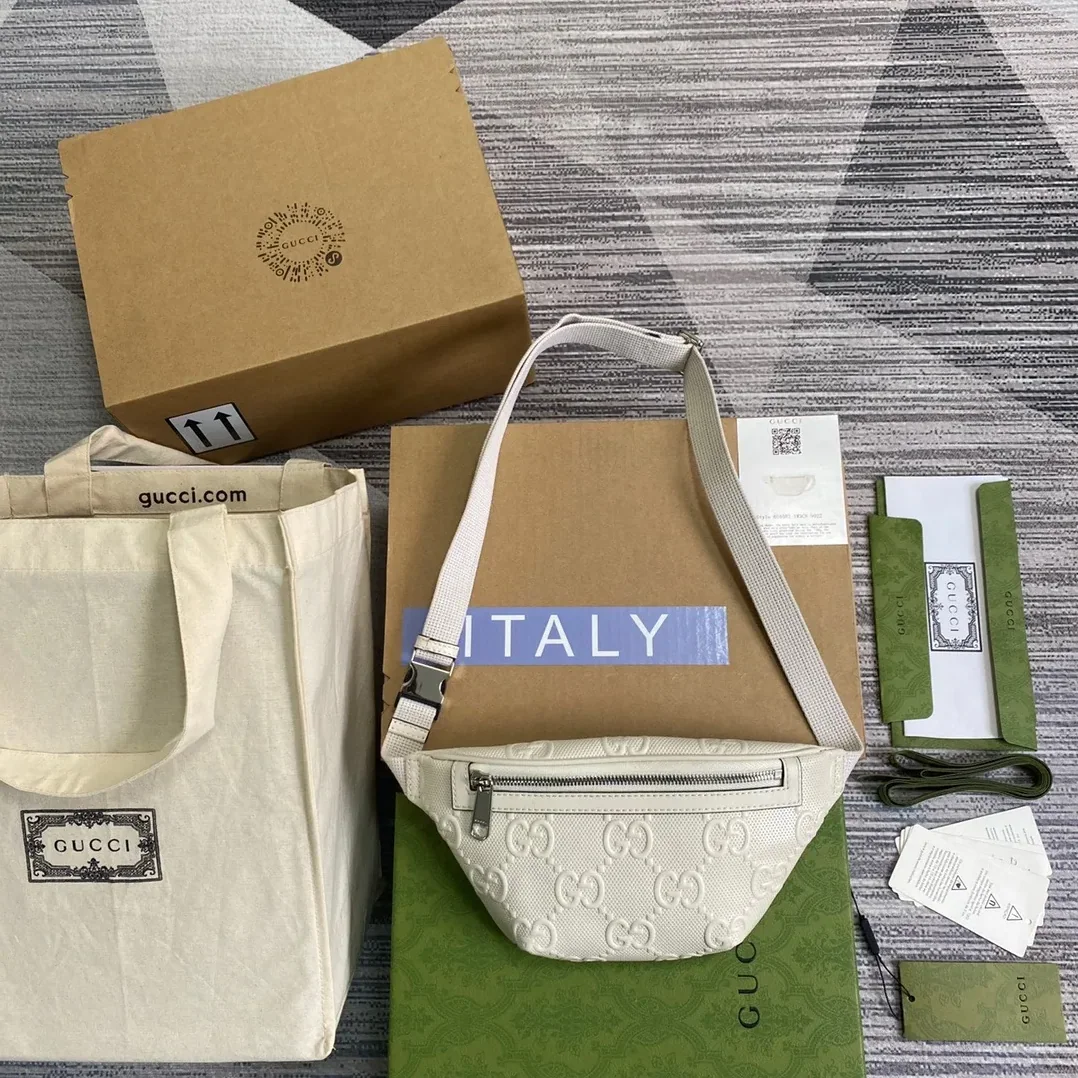 Gucci GG Embossed Belt Bag White GG Embossed / Gucci GG Embossed Belt Bag White GG Embossed /