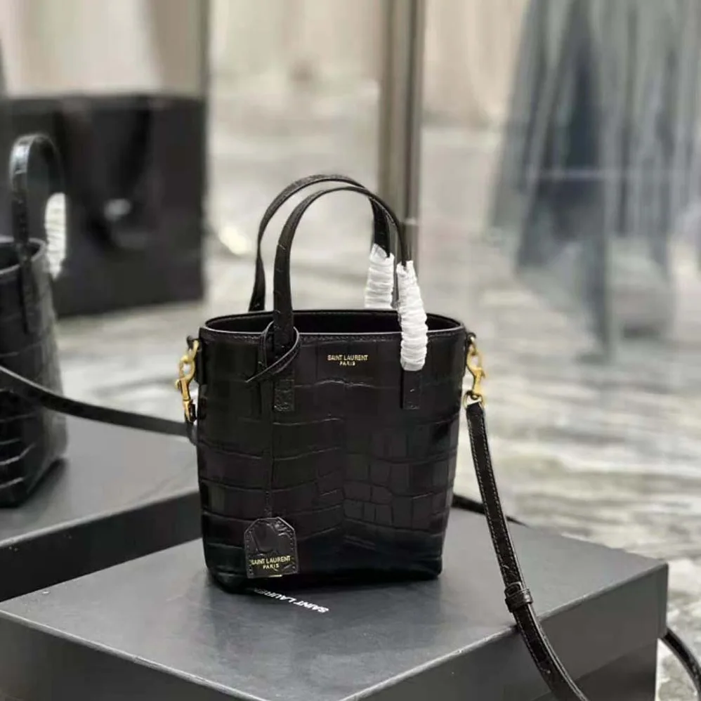 Saint Laurent YSL Saint Laurent Paris Mini Toy Shopping in Crocodile for Women in Embossed Leather Saint Laurent YSL Saint Laurent Paris Mini Toy Shopping in Crocodile for Women in Embossed Leather