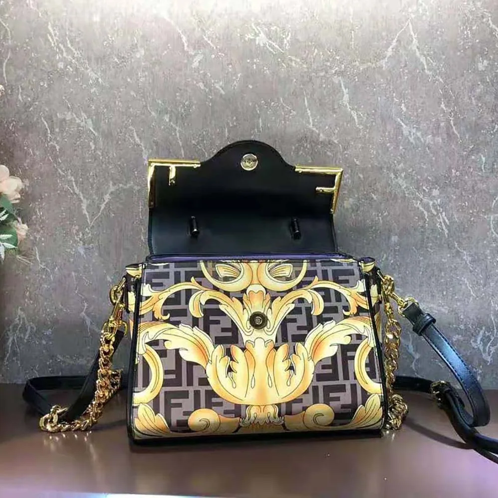 Fendi Fendace La Medusa Medium Handbag for Women in Black