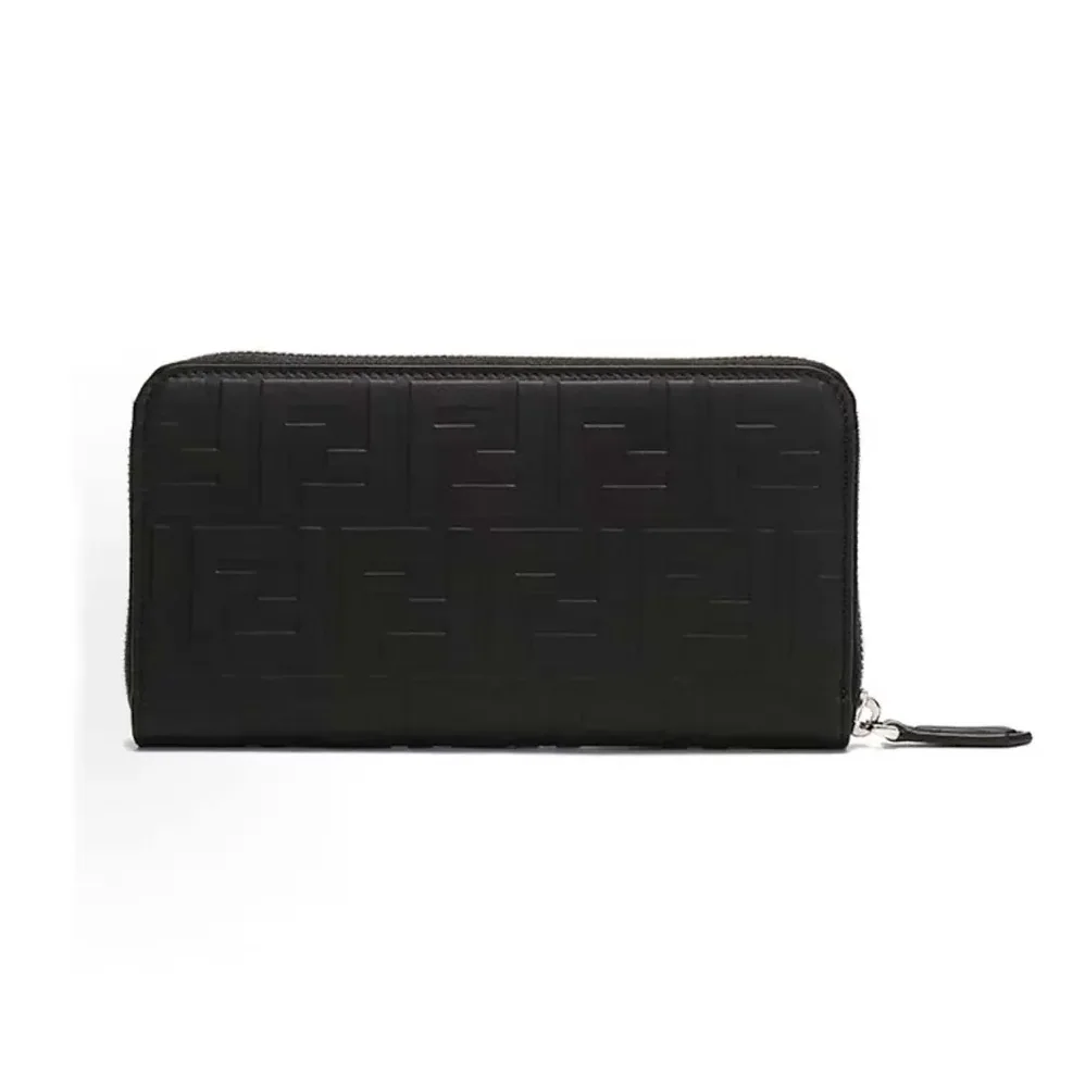 Fendi Zip Around Wallet in FF Motif Nappa Leather Black for Men Fendi Zip Around Wallet in FF Motif Nappa Leather Black for Men