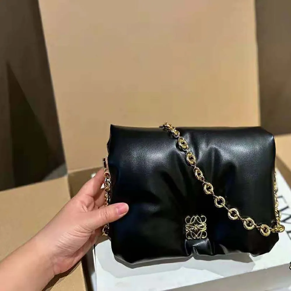 Loewe Puffer Goya Bag in Shiny Nappa Lambskin for Women in Black