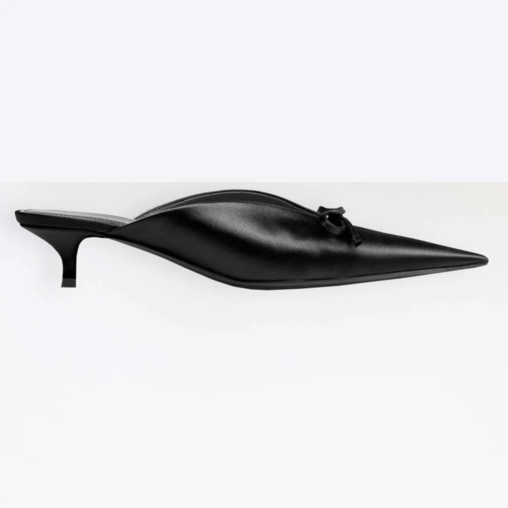 Balenciaga Knife Mules Pointed Toe Satin Mules for Women in Black