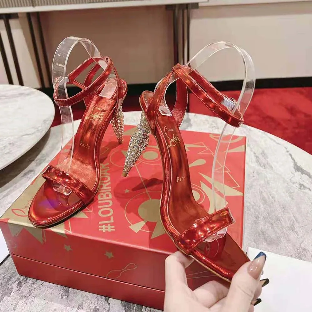 Christian Louboutin Lipstrass Queen 100 mm Heel Height for Women in Red Christian Louboutin Lipstrass Queen 100 mm Heel Height for Women in Red